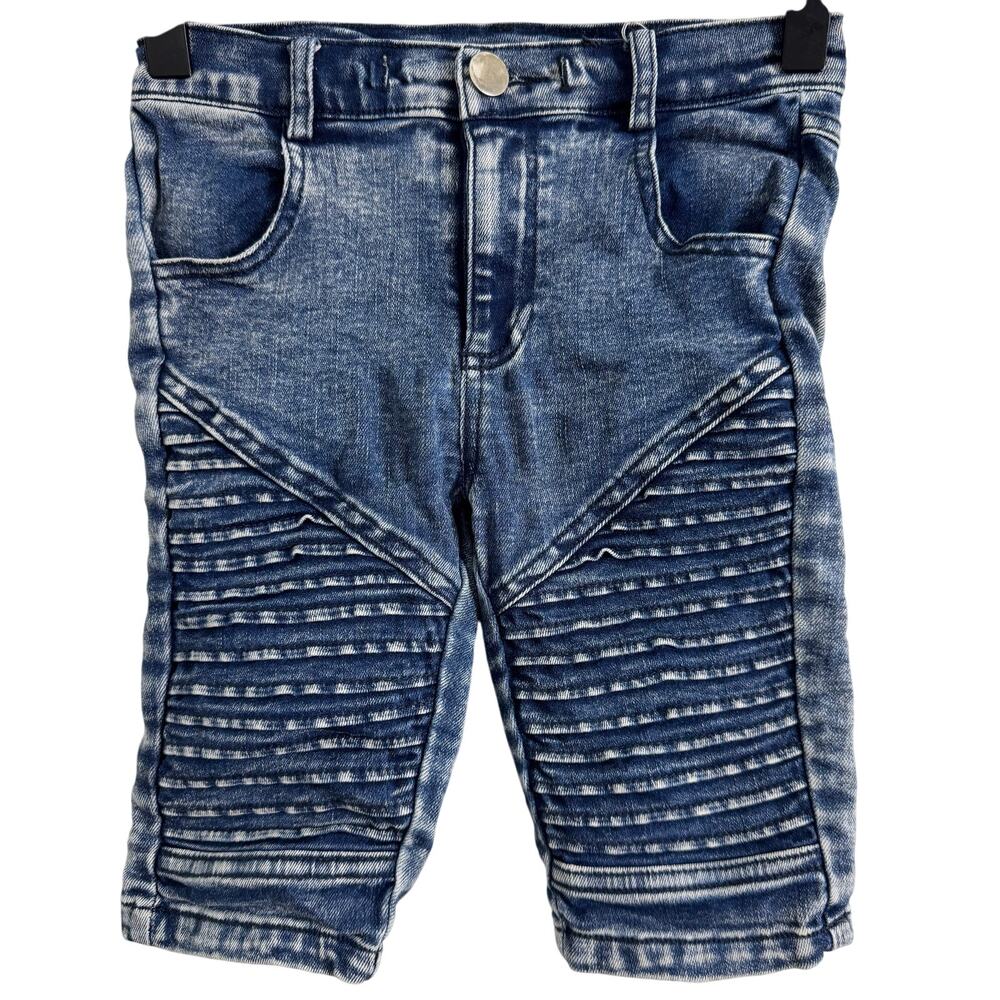 Burnt Marshmallo Denim Distressed Dark Blue Biker Shorts Size 5